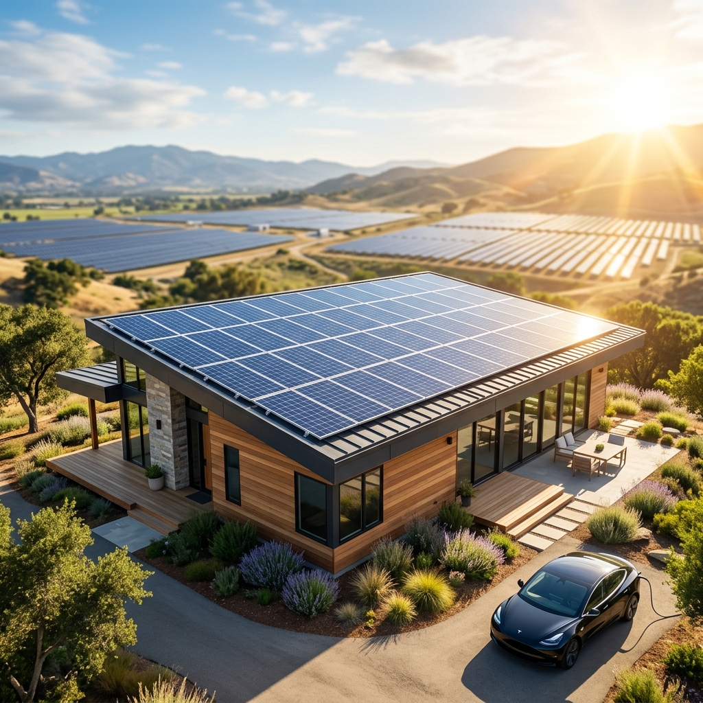 Premium Solar panel installation under bright sun
