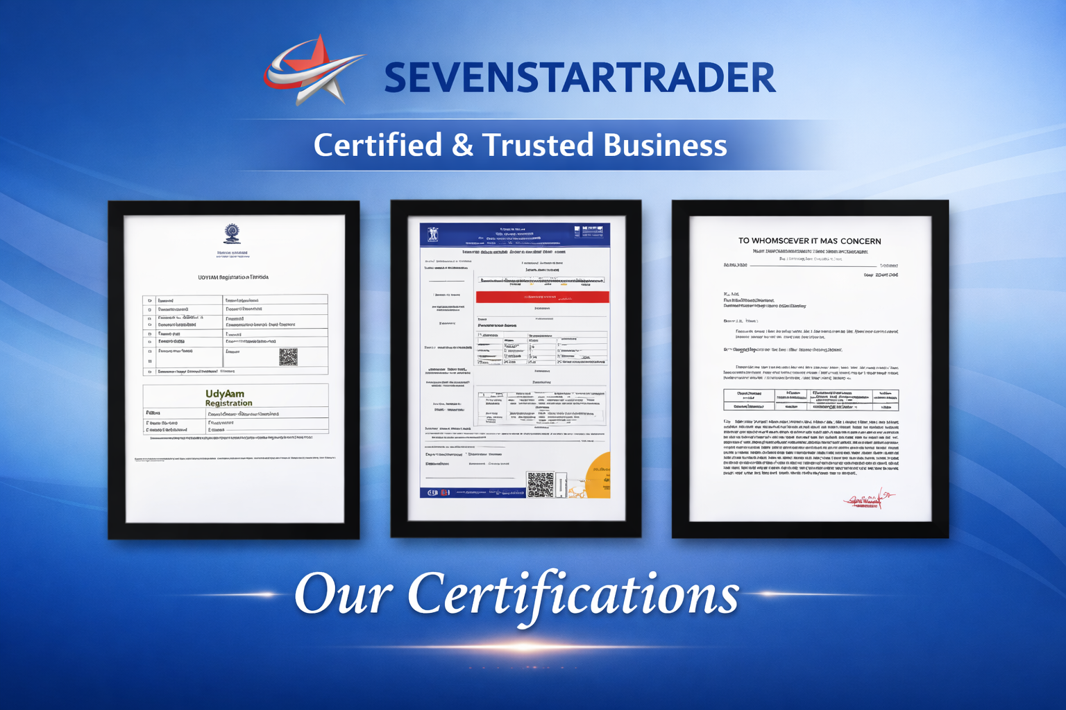 Seven Star Traders Certifications